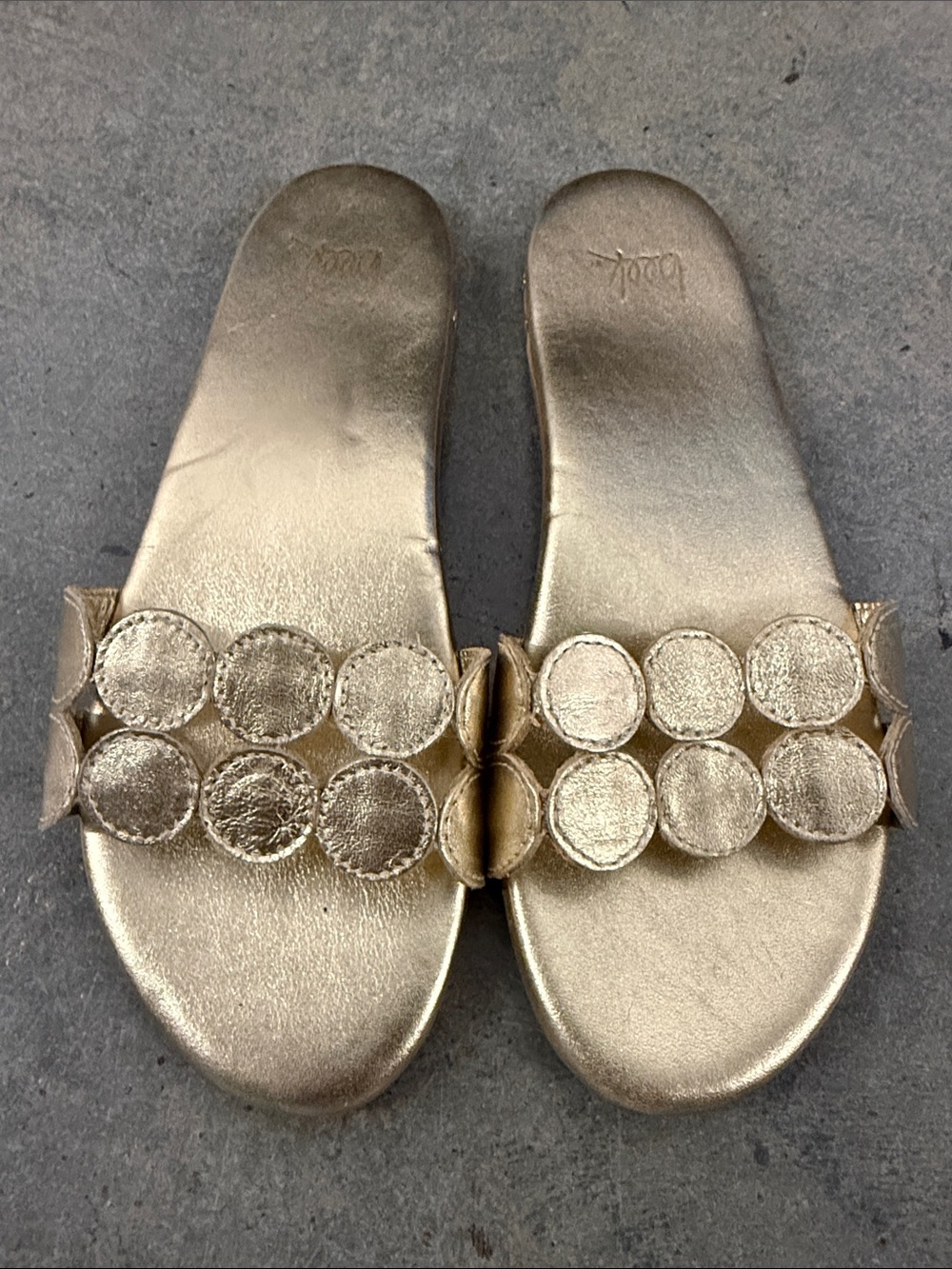 beek Gold Circle-Embellished Slide Sandals